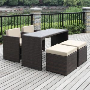 Wicker bistro set, Rattan bar set, Rattan folding table