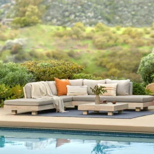Outdoor Aluminum Low Corner Sectional – 100.5" Commercial Grade for Hospitality Use