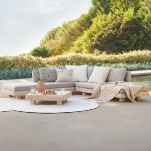 Outdoor Aluminum Low Corner Sectional Set – 100.5" Commercial Grade for Hospitality Use