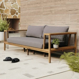 Outdoor Aluminum Sofa – 90.5" Taupe Gray Commercial Grade for Hospitality Use