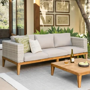 Outdoor Aluminum Sofa – 88.5" Commercial Grade for Hospitality Use