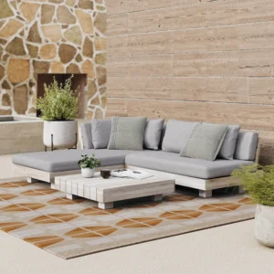 Outdoor Aluminum Low Left Sectional Set – 82.5" Commercial Grade for Hospitality Use