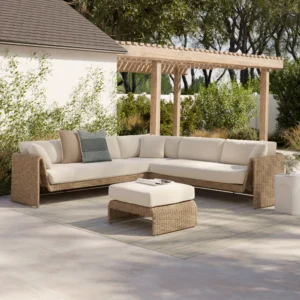 Outdoor Aluminum and Wicker Corner Sectional Set – 107.25" Commercial Grade for Hospitality Use