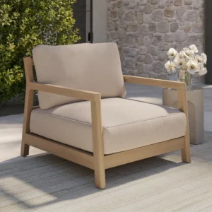 Outdoor Aluminum Lounge Chair – 34" Basket Beige Commercial Grade for Hospitality Use
