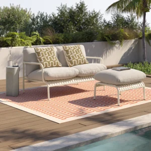 Outdoor Aluminum Loveseat and Ottoman Set – 59" Commercial Grade for Hospitality Use
