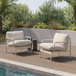 Outdoor Aluminum Lounge Chair Set – 31.5" Commercial Grade for Hospitality Use