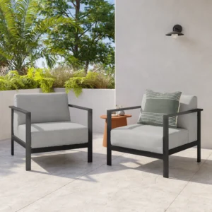 Outdoor Aluminum Lounge Chair Set – 30.5" Commercial Grade for Hospitality Use