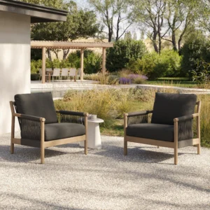 Outdoor Aluminum Lounge Chair Set – 34.5" Commercial Grade for Hospitality Use