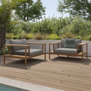 Outdoor Aluminum Lounge Chair Set – 55" Commercial Grade for Hospitality Use