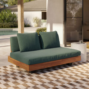 Outdoor Aluminum Low Loveseat – 50” Commercial Grade for Hospitality Use