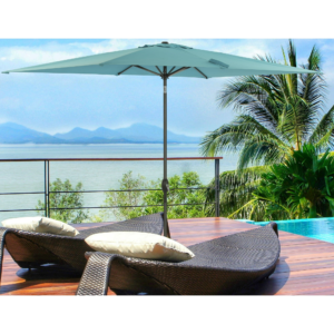 Modern Rectangular Patio Umbrella – 10' x 6.5' Lake Blue UV-Protected Canopy for Hospitality Projects