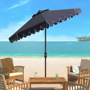 Classic 9' Market Patio Umbrella – Navy & White Crank-and-Tilt Outdoor Shade for Commercial Projects