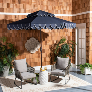 Classic 8.3' Round Market Patio Umbrella – Navy & White UV-Resistant Outdoor Shade for Hospitality Projects