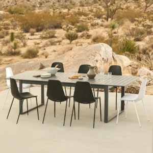 Outdoor Aluminum Extendable Dining Table – 80.25" - 104.75" Commercial Grade for Hospitality Projects