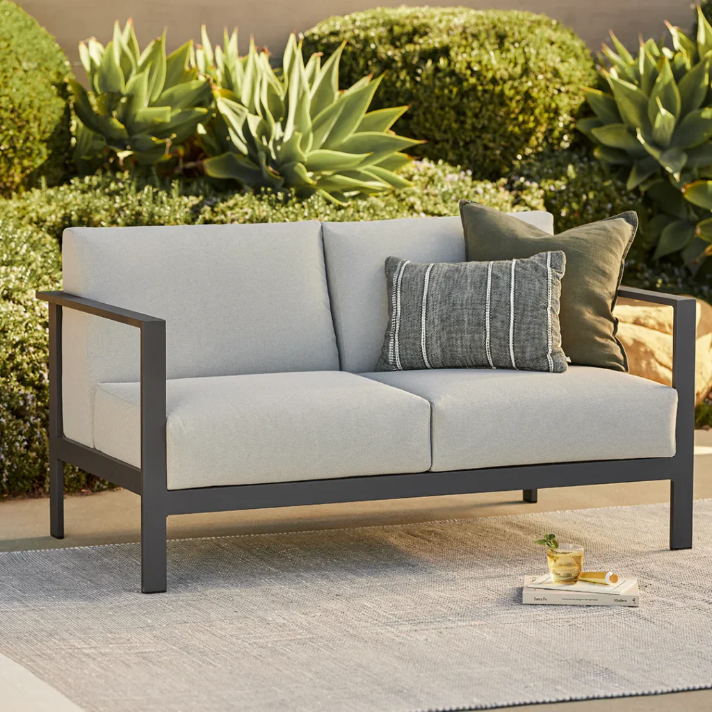 Outdoor Aluminum Loveseat – 57" Weather-Resistant for Hospitality Projects