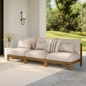 Outdoor Aluminum Armless Modular Sofa – 102.75" Weather-Resistant for Hospitality Projects
