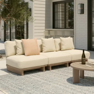 Daphne 102" Commercial Outdoor Modular Sofa – Armless Aluminum Sectional for Hospitality Projects