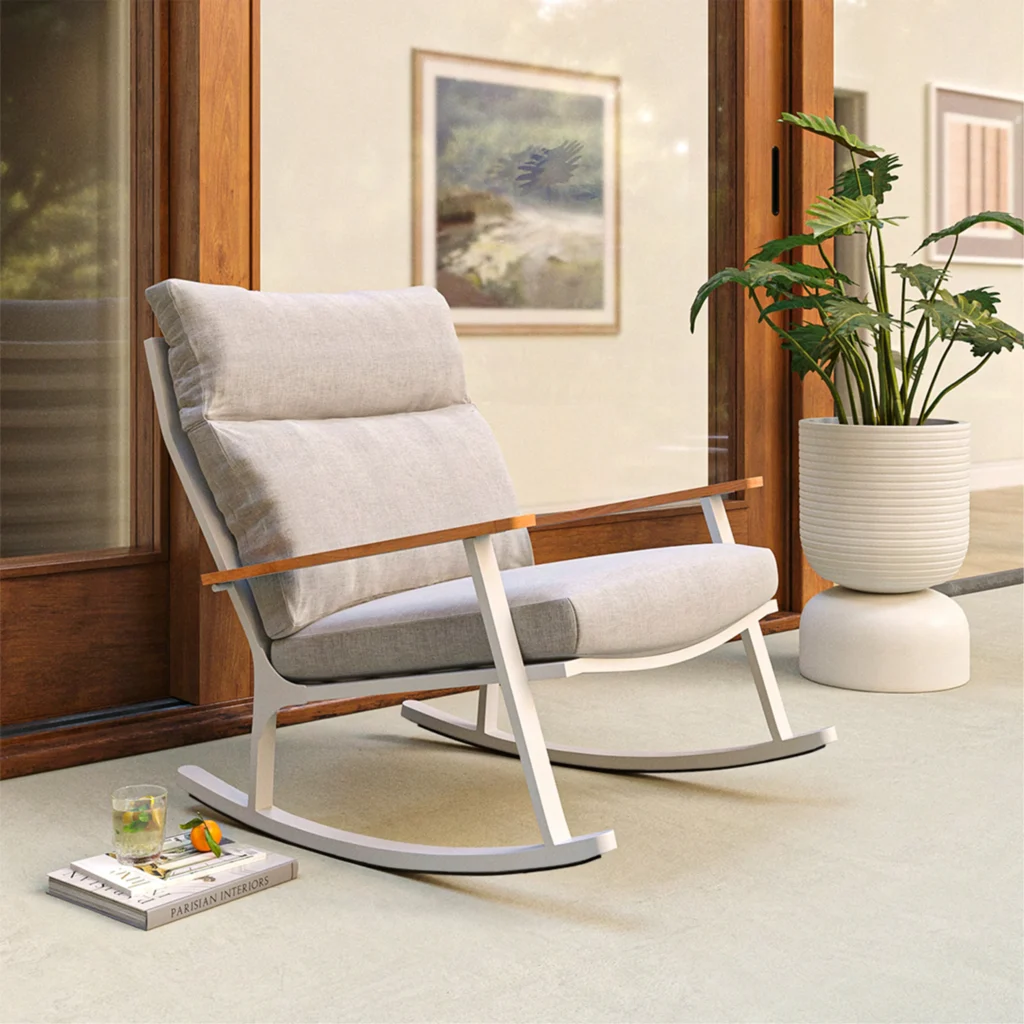 Eleya 31.5" Commercial Outdoor Rocking Chair – All-Weather Aluminum Patio Seating for Hospitality Projects