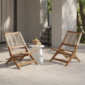 Folding Outdoor Lounge Chair Set – 25.5" Aluminum for Hospitality Projects