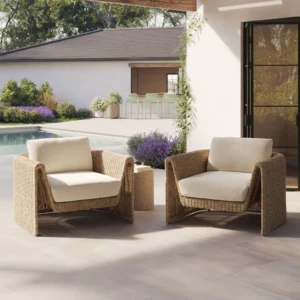 Outdoor Wicker Lounge Chair Set – 38" Commercial Grade for Hospitality Use