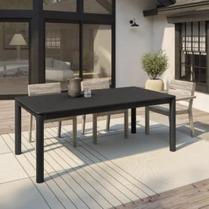 Fisk 75.5"– 96" Commercial Outdoor Extendable Dining Table – Aluminum Frame for Hospitality & Project Use