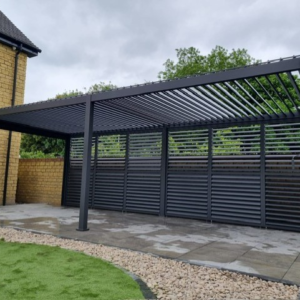 Modern Aluminum Metal Pergola – 26.2' x 11.8' Rectangular Structure for Commercial Projects