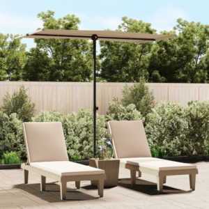 Compact Rotatable Garden Parasol – 5.9' x 3.6' Taupe Polyester and Aluminum Shade for Hospitality Projects